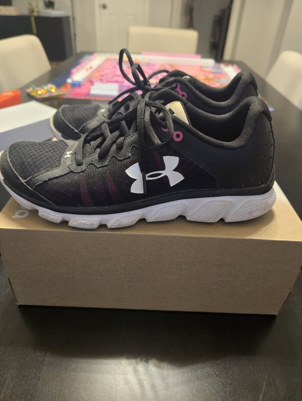 Under Armour Women's Black Trainers with Pink Accents